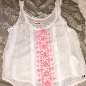 White flowered tank top blouse